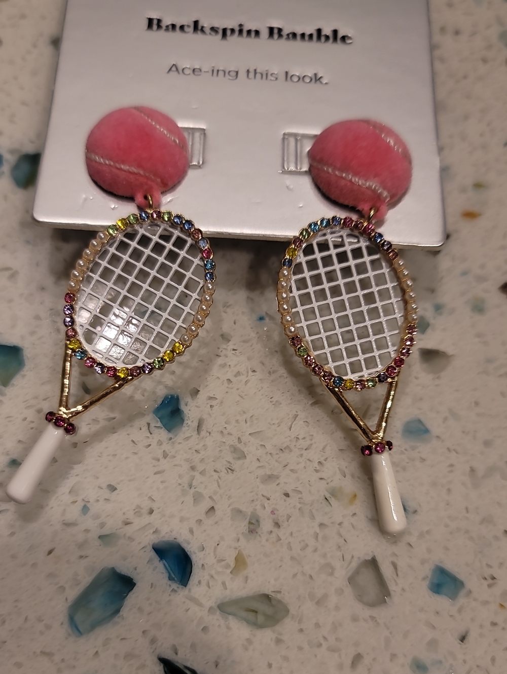 Adorable Tennis Racket Earrings - Picture 2 of 3